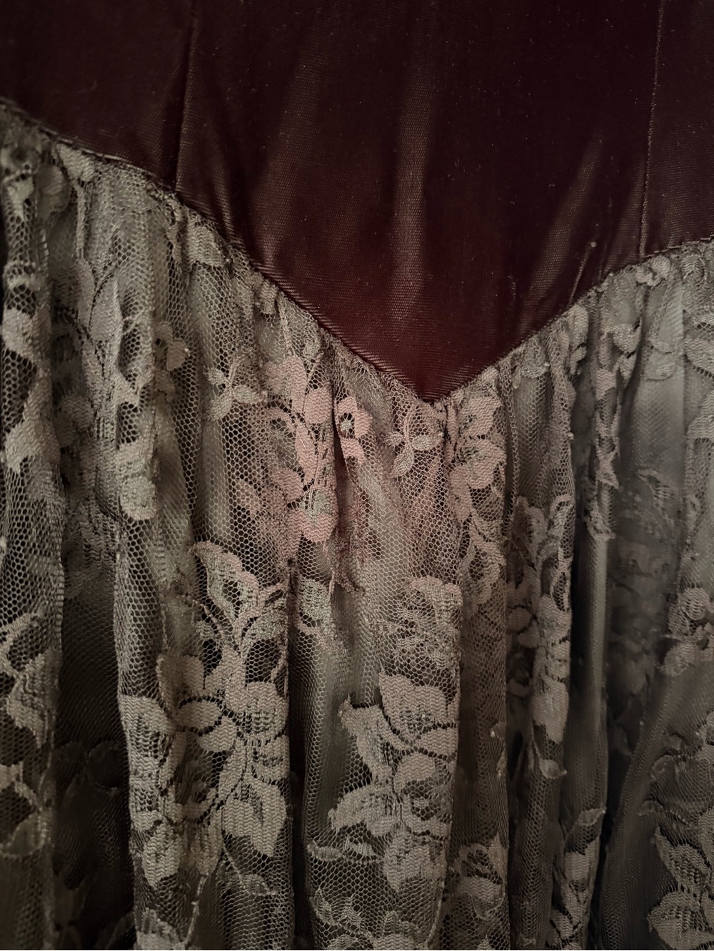 Black Vintage Lace & Velvet Midi Dress - Beetlejuice Inspired - Goth - Picture 5 of 5